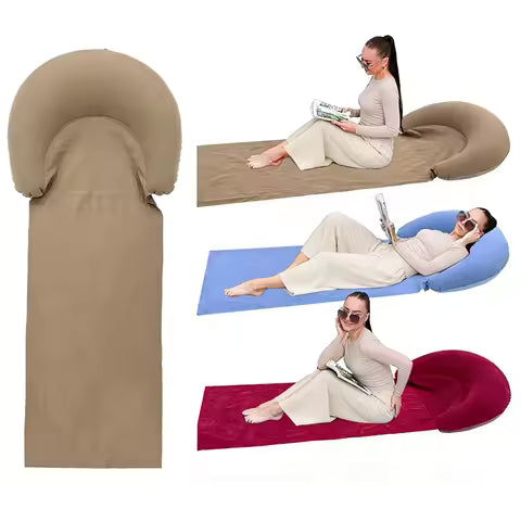 Tapis de plage gonflable avec oreiller intégré - Confortable et portable pour camping et randonnée