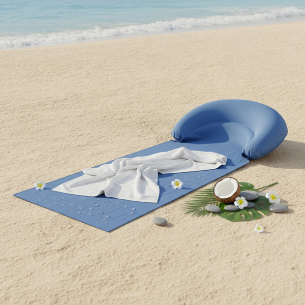 Tapis de plage gonflable avec oreiller intégré - Confortable et portable pour camping et randonnée