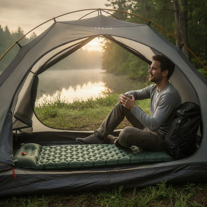 Tapis de Camping Gonflable TARKA avec Oreiller - Matelas Auto-gonflant Léger pour Randonnée