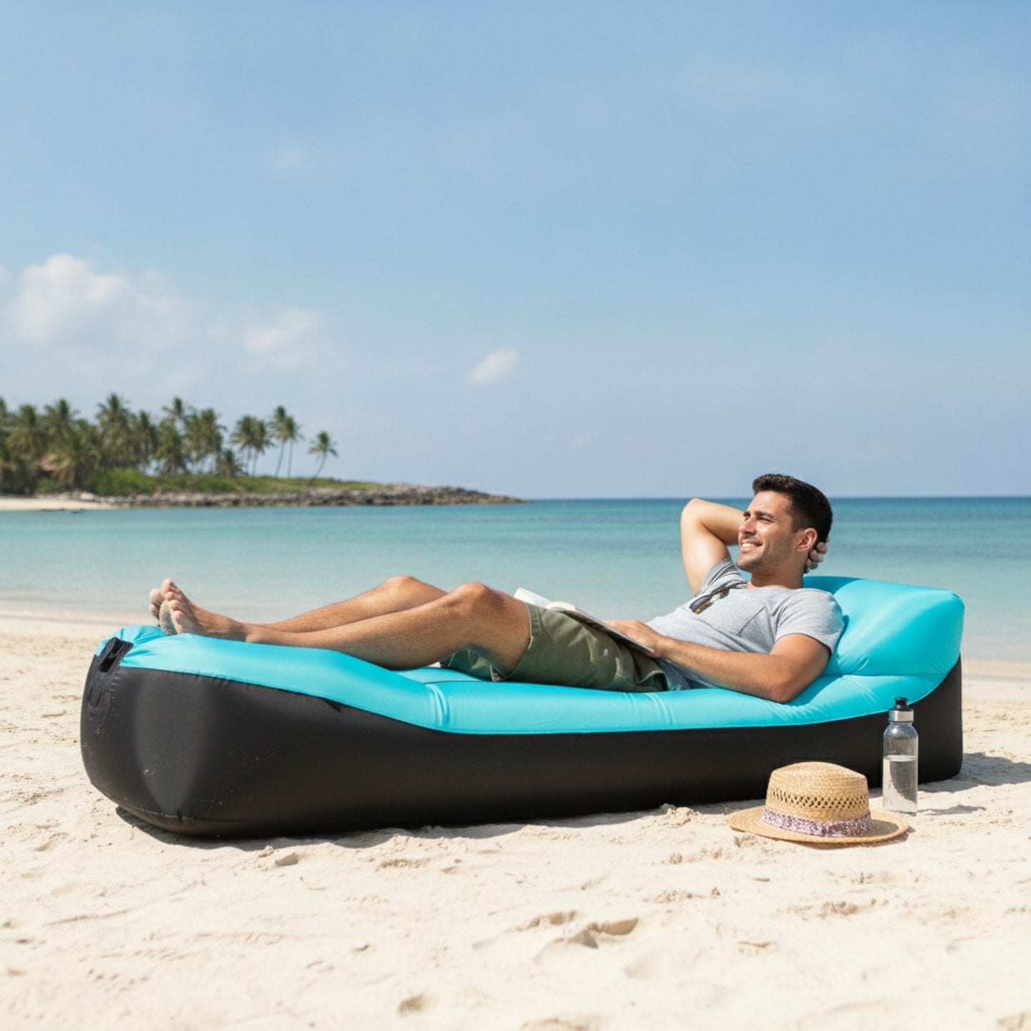 Canapé-lit Gonflable Confortable 240x70cm - Idéal Plage & Camping