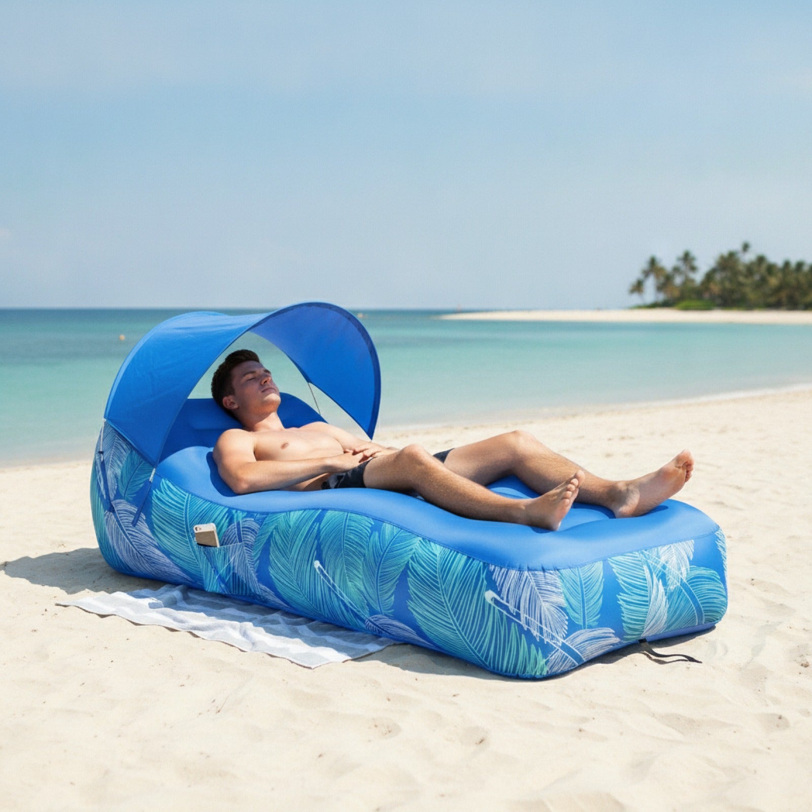 Fauteuil Gonflable Multifonction : Lit de Plage, Hamac & Chaise Camping avec Pare-Soleil