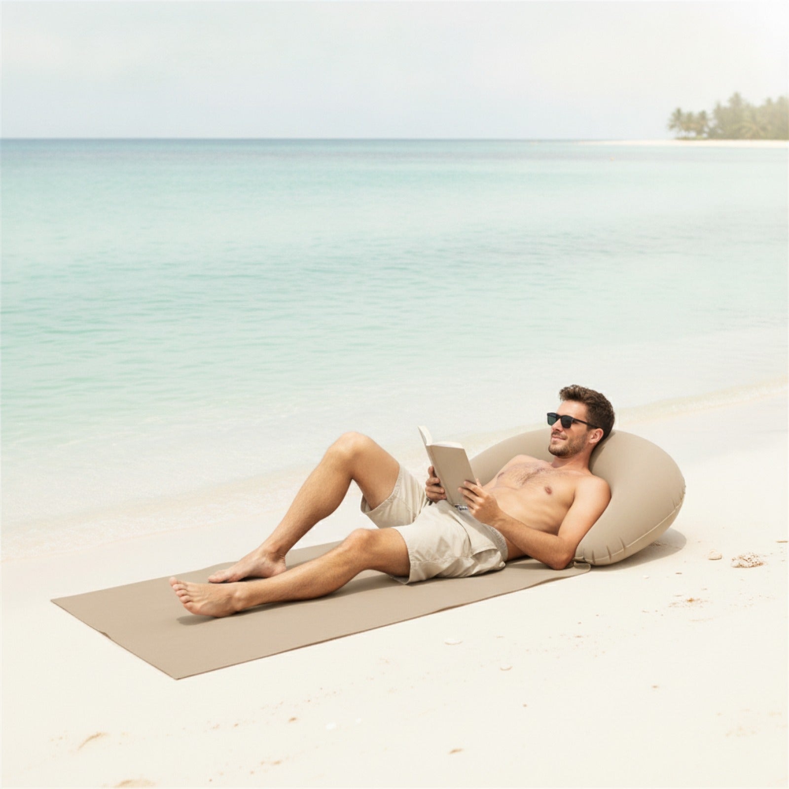 Tapis de plage gonflable avec oreiller intégré - Confortable et portable pour camping et randonnée